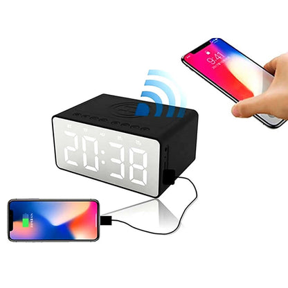 Wireless Charging Bluetooth Speaker with LED Digital Alarm Clock