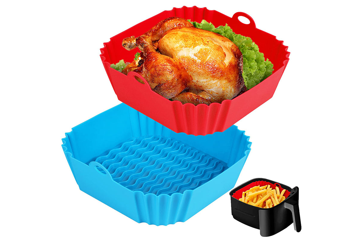 2pcs Square Silicone Air Fryer Liners Reusable Air Fryer Pot Air Fryer Inserts