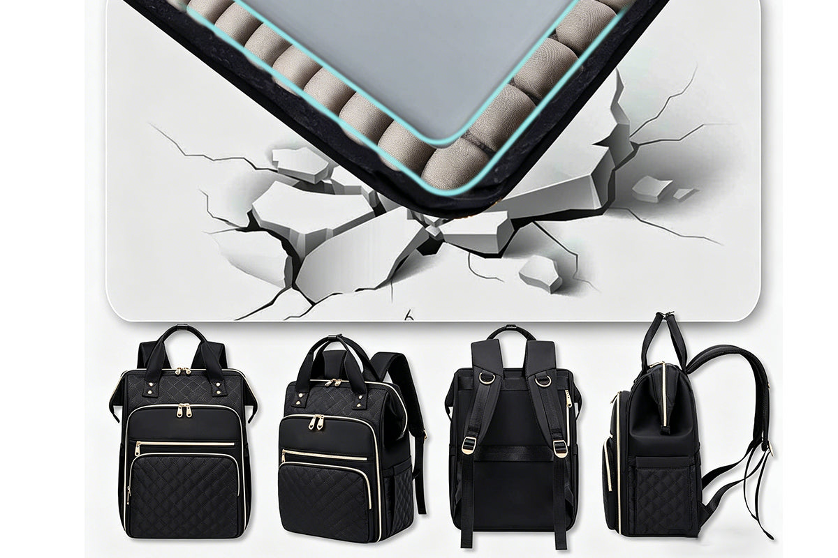 2-in-1 Laptop Lunch Backpack - Black