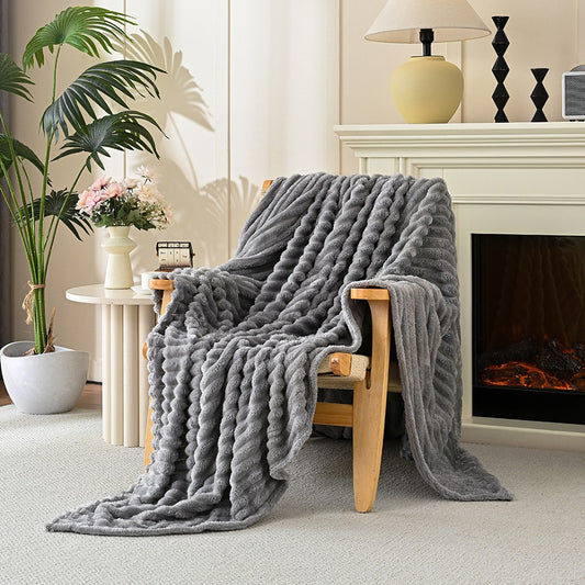 Throw Blanket for Couch Sofa Soft Fleece Throw Blankets Room Home Decor-Grey