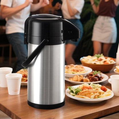 3L Stainless Steel Vacuum Insulated Water Dispenser Pump Flask Hot Cold Beverage Server-Silver