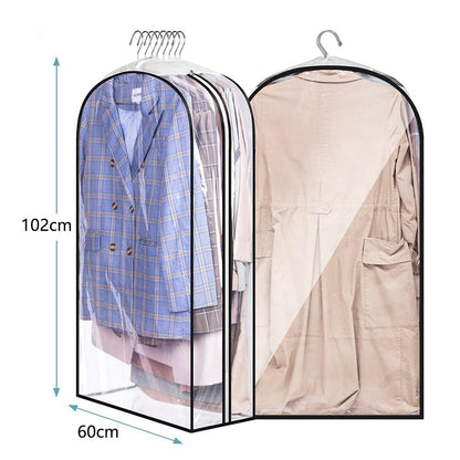 3Pcs Set Transparent Garment Bags Dustproof Hanging Suit Bags for Closet Storage