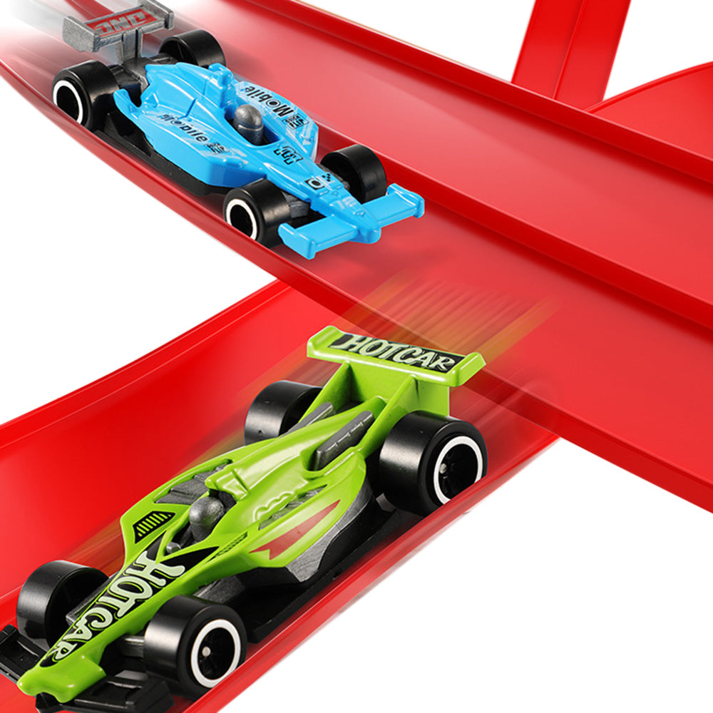 5-Meter Flexible Race Car Ramp Track Toy Set with Suction Cups Red