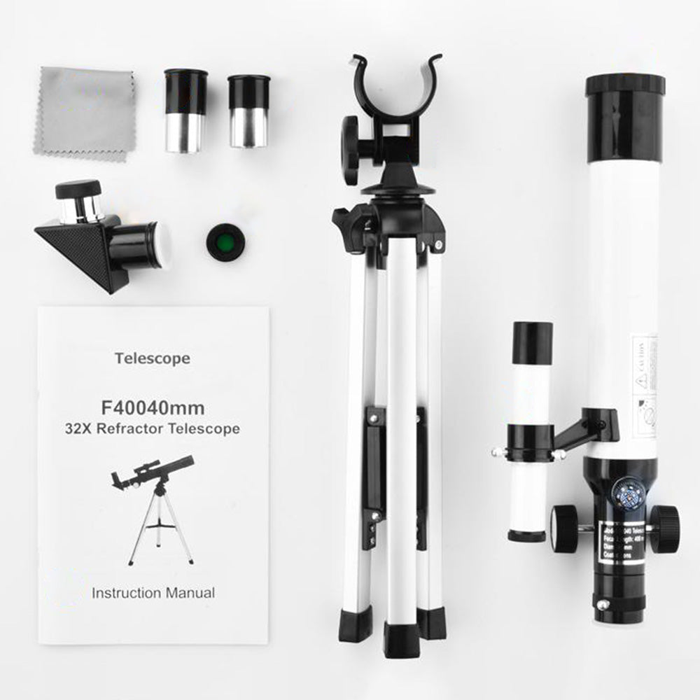 32X Magnification Astronomical Telescope Portable GPS Syncs Telescope with Tripod for Little Astronomy Beginners White