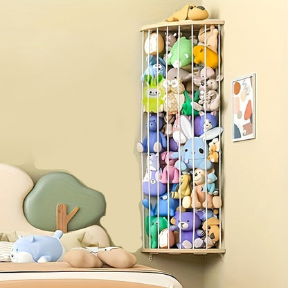 Stuffed Animal Storage Wood Corner Cage Plush Toys Holder With Star Pattern