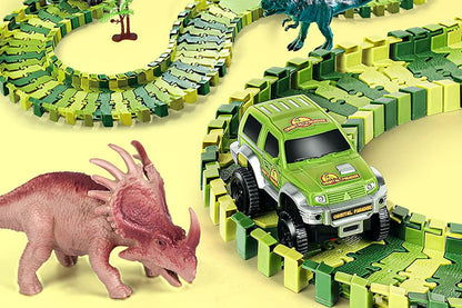 Dinosaur Track Toys Dinosaur Race Car Track DIY Puzzle Building Set