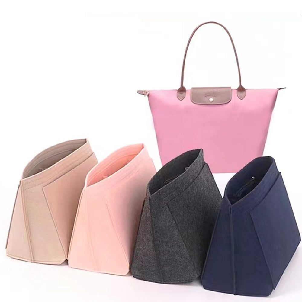Felt Purse Insert Organizer Interior Zipper Storage Bag for Handbag Tote Bag Insert Bag Black