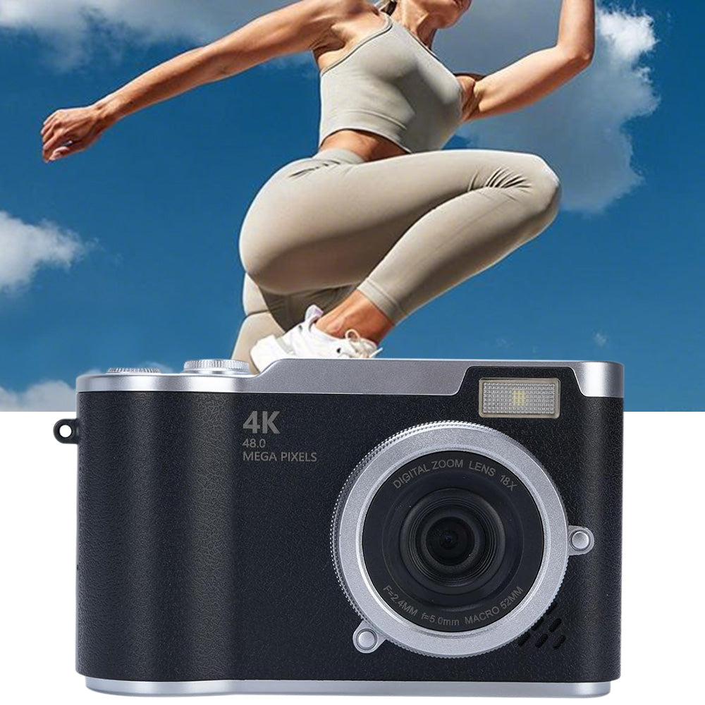 HD 1080P Retro Digital Camera with 2.4-inch Flip Screen for Photos & Video Black