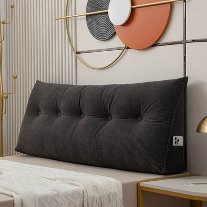 Headboard Pillow Triangle Backrest Wedge Cushion for Bed Sofa Dorm Room-Black