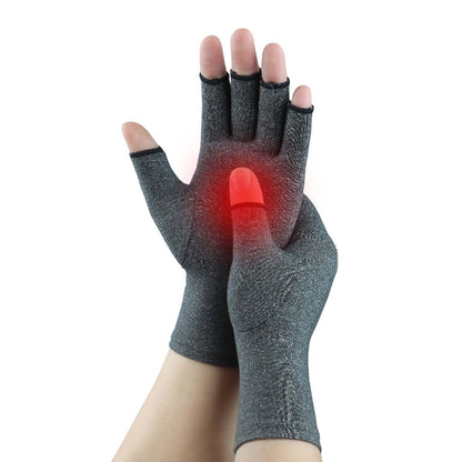 Pair of Open-Fingertip Arthritis Compression Gloves Hand Wrist Brace