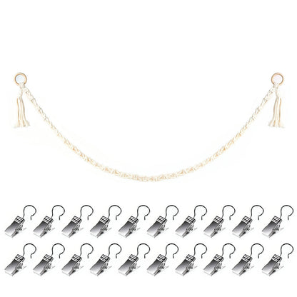 Hanging Storage Chain with 20 Metal Clips for Stuffed Toy Boho Plush Animal Hammock Corner for Room Decor