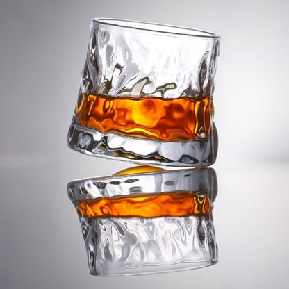 4PCS Rotating Whiskey Glass-Hammered
