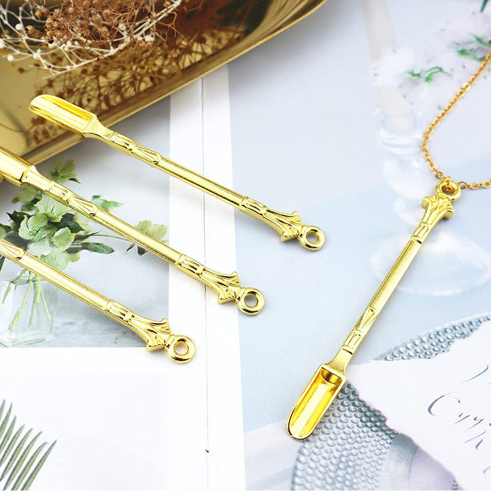 6Pcs Mini Metal Scoop Small Sampling Spoon for Spice Coffee-Gold