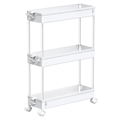3-Tier Rolling Storage Cart Bathroom Storage Organizer Shelf White