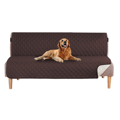 Reversible Futon Sofa Slipcover Armless Sofa Cover Water Resistant Furniture Protector with Elastic Strap Brown