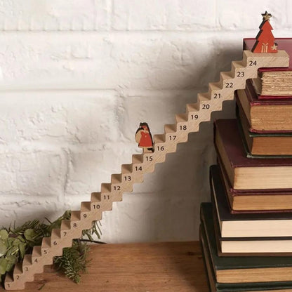Wooden Stair Christmas Advent Calendar Funny Santa Stairs Countdown Calendar Wood Stairs Climbing Decoration