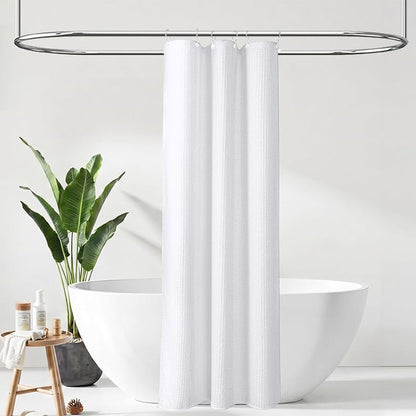 Waffle Weave Water Resistant Shower Curtain - White