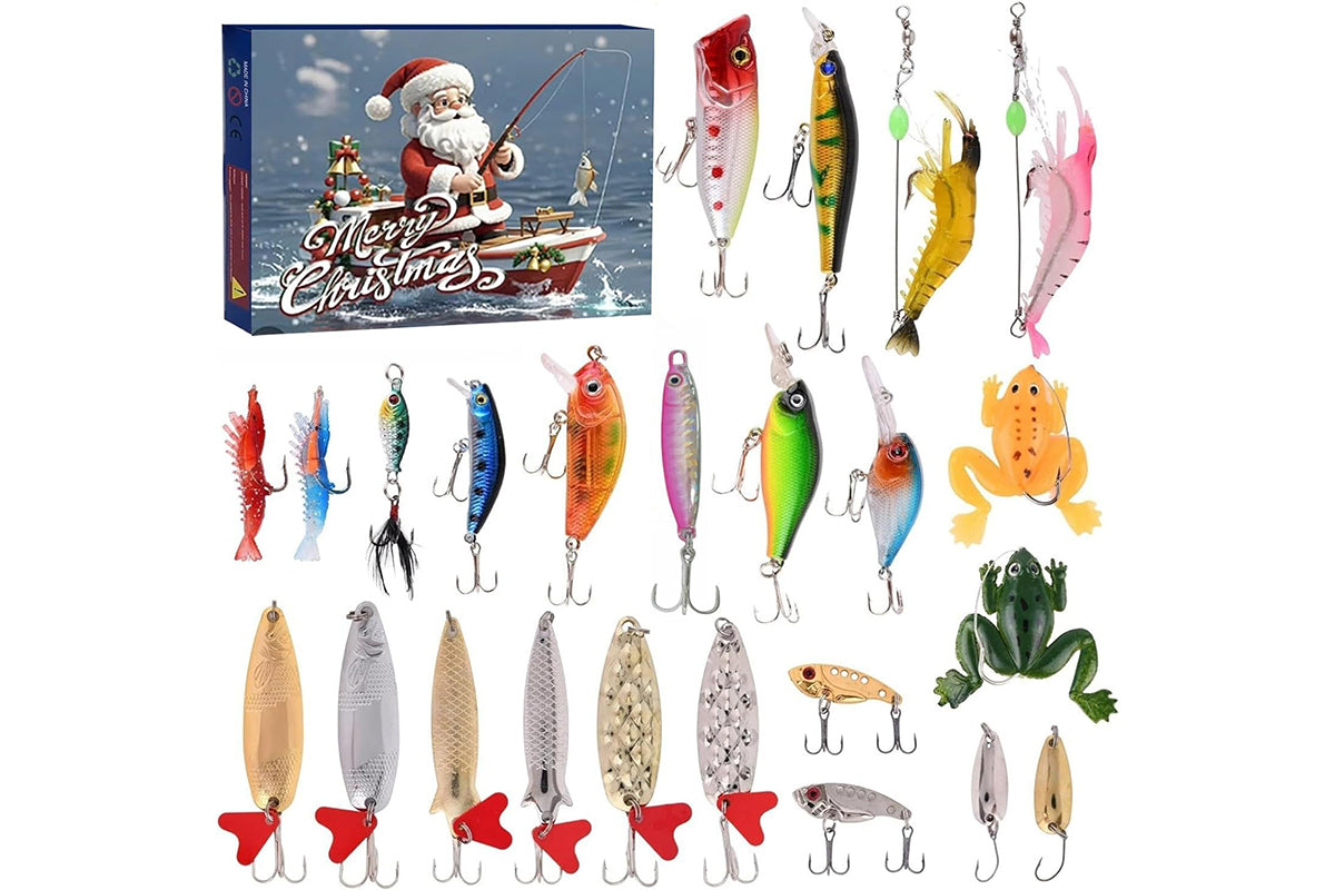 Fishing Lure Advent Calendar Christmas Countdown 24 Days Fishing Baits Set for Fishing Lover-Style 2