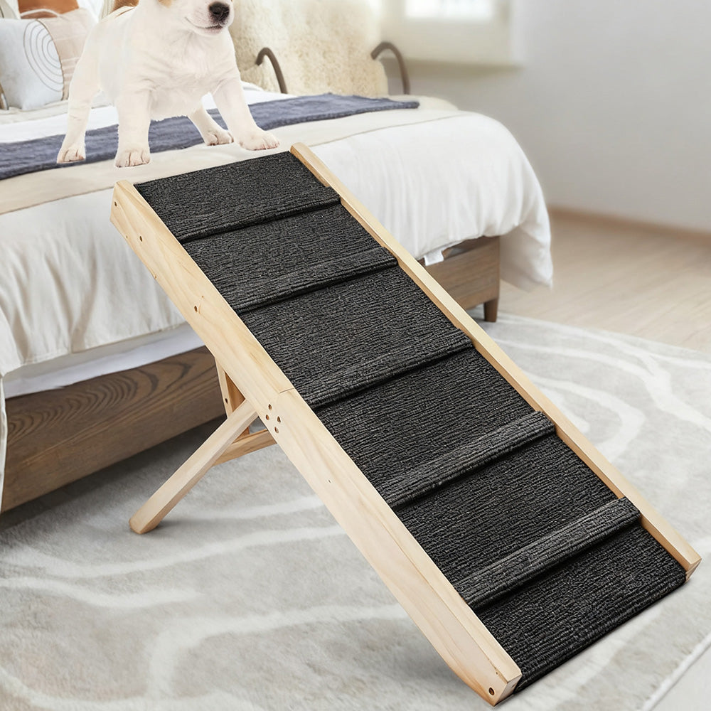 Foldable Adjustable Dog Ramp ¨C For Couch and Bed with Non-Slip Carpet Surface