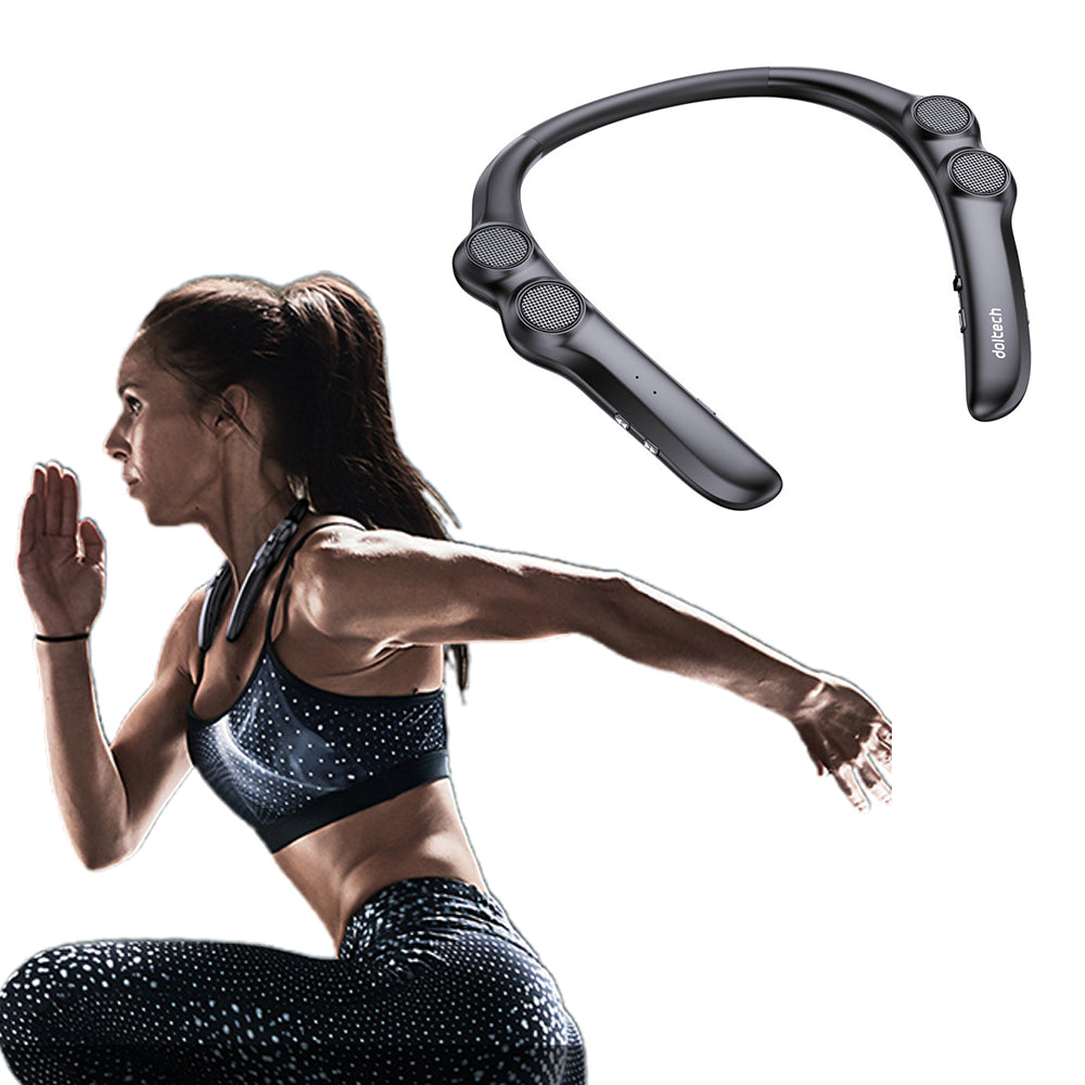 Neckband Bluetooth Speaker Wireless Wearable Speaker with 3D Stereo Sound and Mic-Black