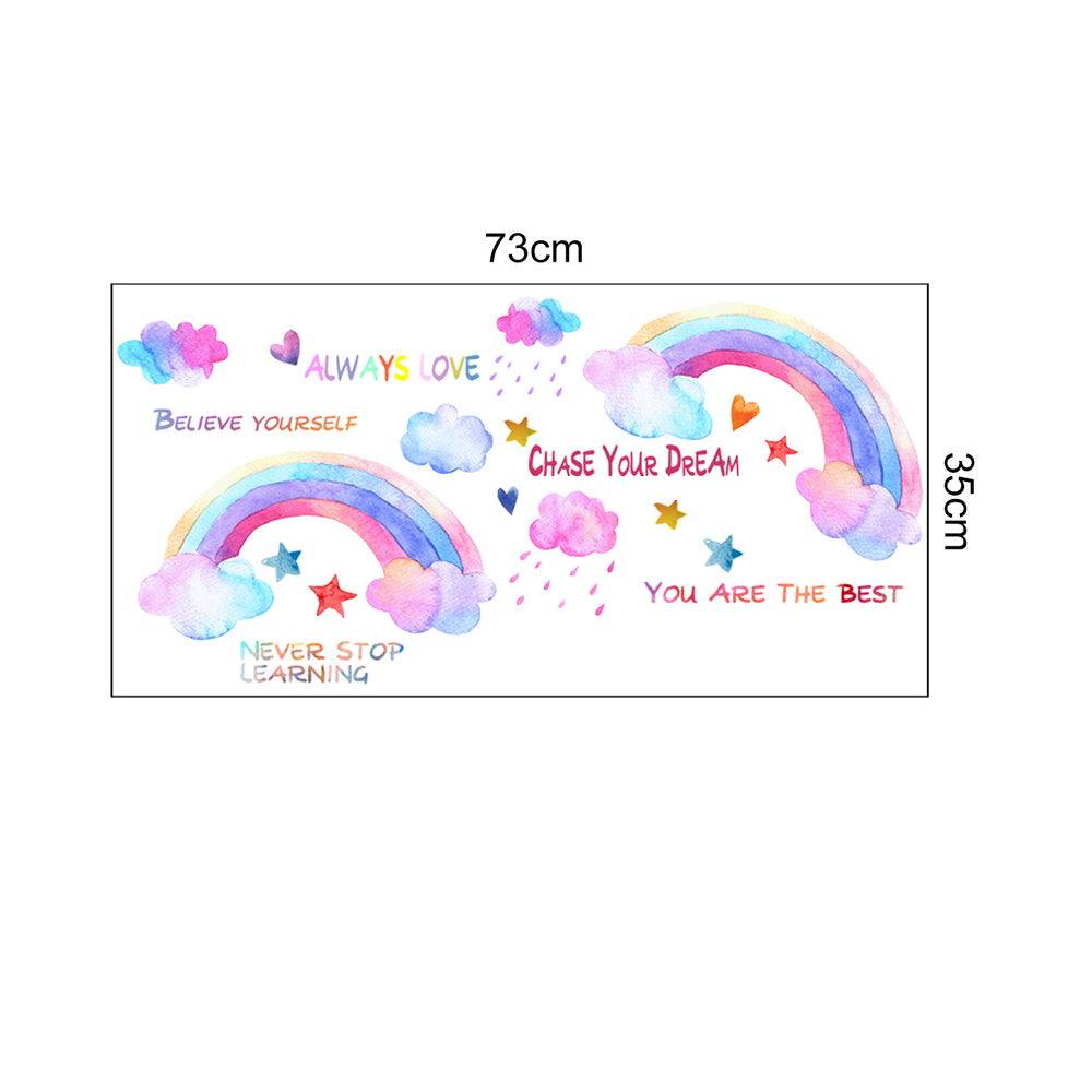 Watercolor Rainbow Wall Decals Rainbow Stars Raindrop Clouds Wall Sticker