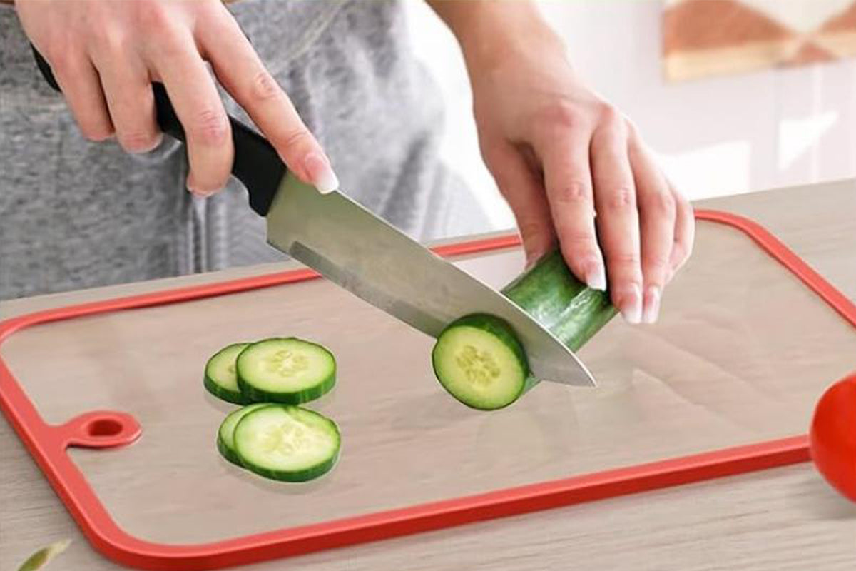2Pcs Tempered Glass Cutting Board with Non-Slip Edges and Hanging Hole Dishwasher-security