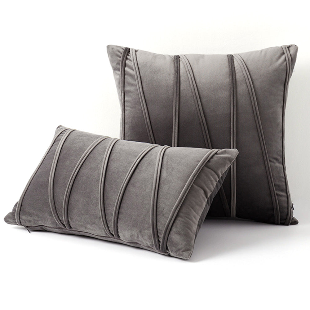 2PCS Velvet Stripe Cushion Covers Decorative Throw Pillow Cases for Sofa & Home Decor Gray
