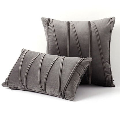 2PCS Velvet Stripe Cushion Covers Decorative Throw Pillow Cases for Sofa & Home Decor Gray