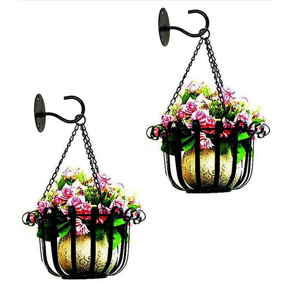 2Pcs Ceiling Swag Hook Metal Plant Bracket Wall Mount for Hanging Plants Black