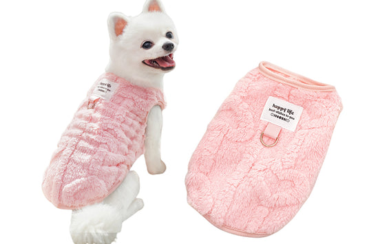 Sherpa Fleece Dog Jumper Sweater with D-Ring for Small Dogs Chihuahua Yorkshire -Pink