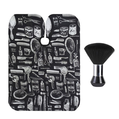 Hair Cutting Cape Set Barber Cape with Neck Duster Brush for Men Women Salon Supplies-Black