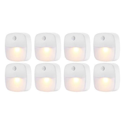 8pcs Motion Sensor Closet Lights Indoor Stair Lights Cordless LED Step Night Light for Under Cabinet Hallway-Warm White