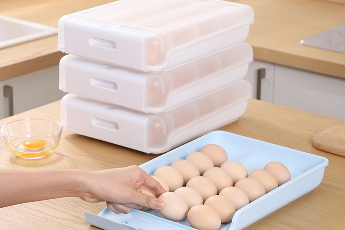 Automatic Scrolling Egg Storage Box Removable Egg Dispenser-Blue