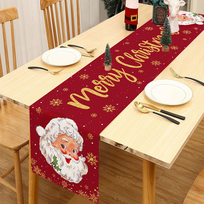 Christmas Snowflake Table Runner Wrinkle Resistant Holiday Table Runner - Santa