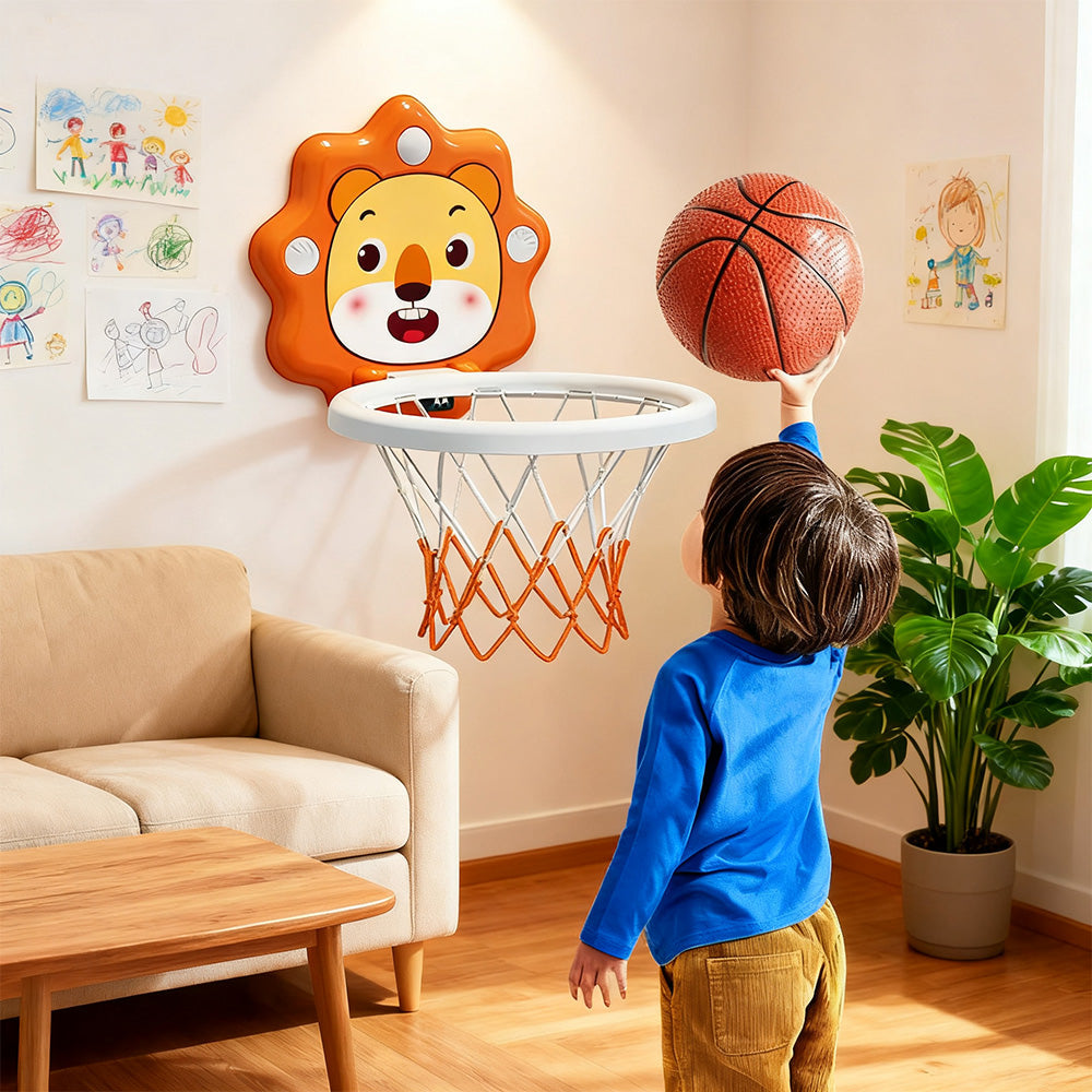 Adjustable Indoor Basketball Hoop for Kids ¨C Toddlers Mini Basketball Set Yellow