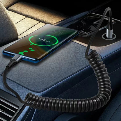 USB C To C Cable Car Coiled Type C Charging Cable For iPhone Samsung