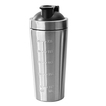 750ml 304 Stainless Steel Protein Shaker Bottle with Mixing Ball-Silver