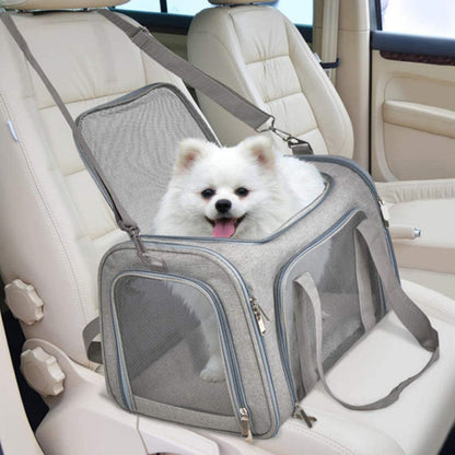 Foldable Travel  Pet Carrier Bag Portable Cat Dog Kennel Bag Grey
