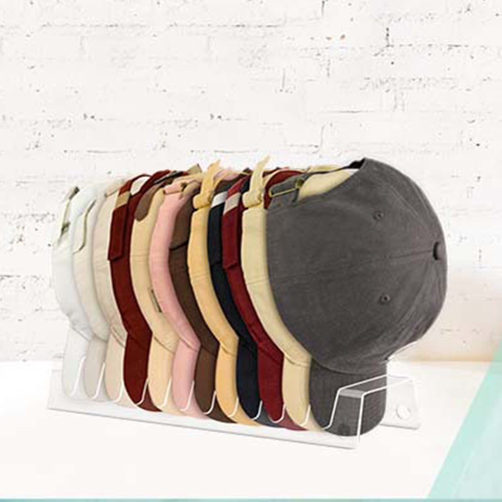 2Pcs Acrylic Baseball Cap Rack 12-Slot Hat Holder Display Stand Closet Organizer