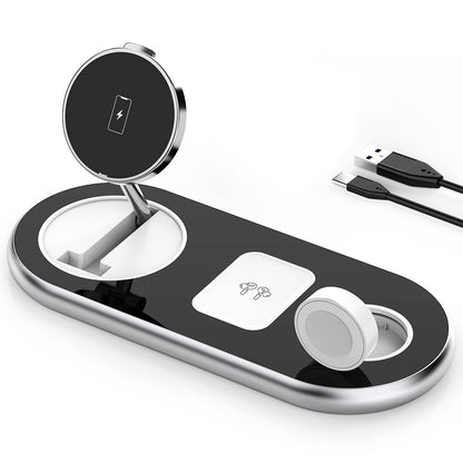 3-in-1 Wireless Charging Station for Wireless Charging Apple Devices Foldable Charger Dock Black
