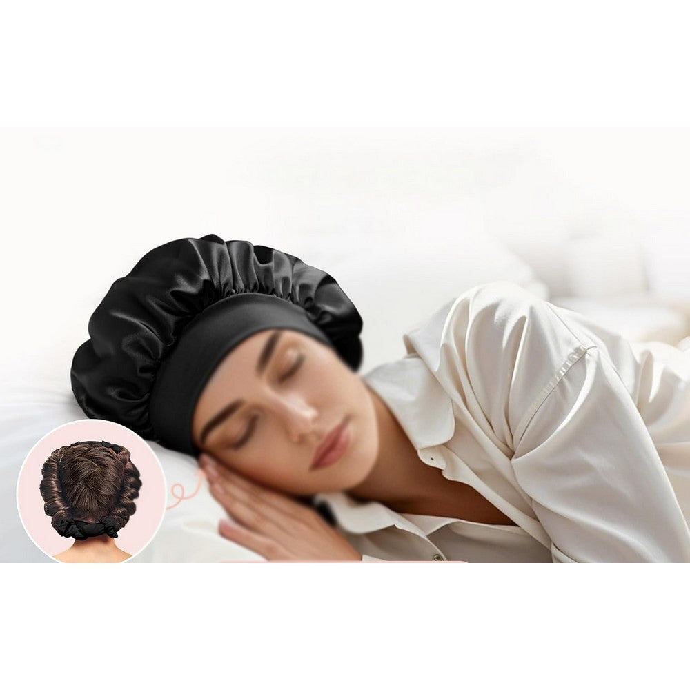 Heatless Curls Overnight 2 Sizes of Soft Hair Rollers with Scrunchies and Clips-Black