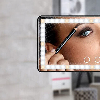 USB Car Visor Vanity Mirror Touch Screen LED Light Makeup Mirror Black