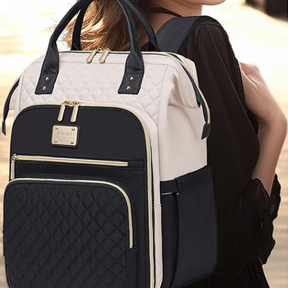 2-in-1 Laptop Backpack with Lunch Bag-Black