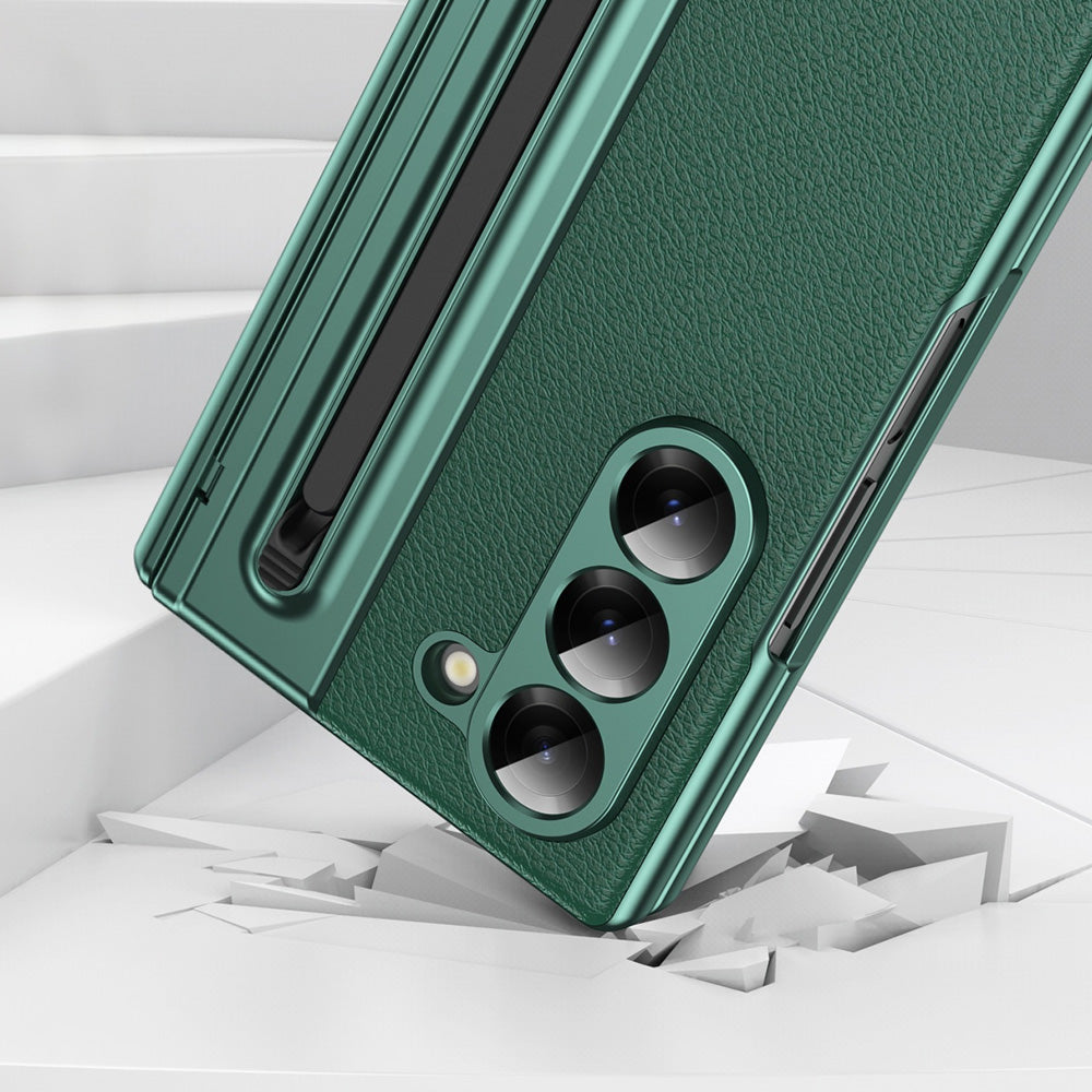Phone Case for Samsung Z Fold 7 with Pen Holder Full Coverage Hinge Protection-Green