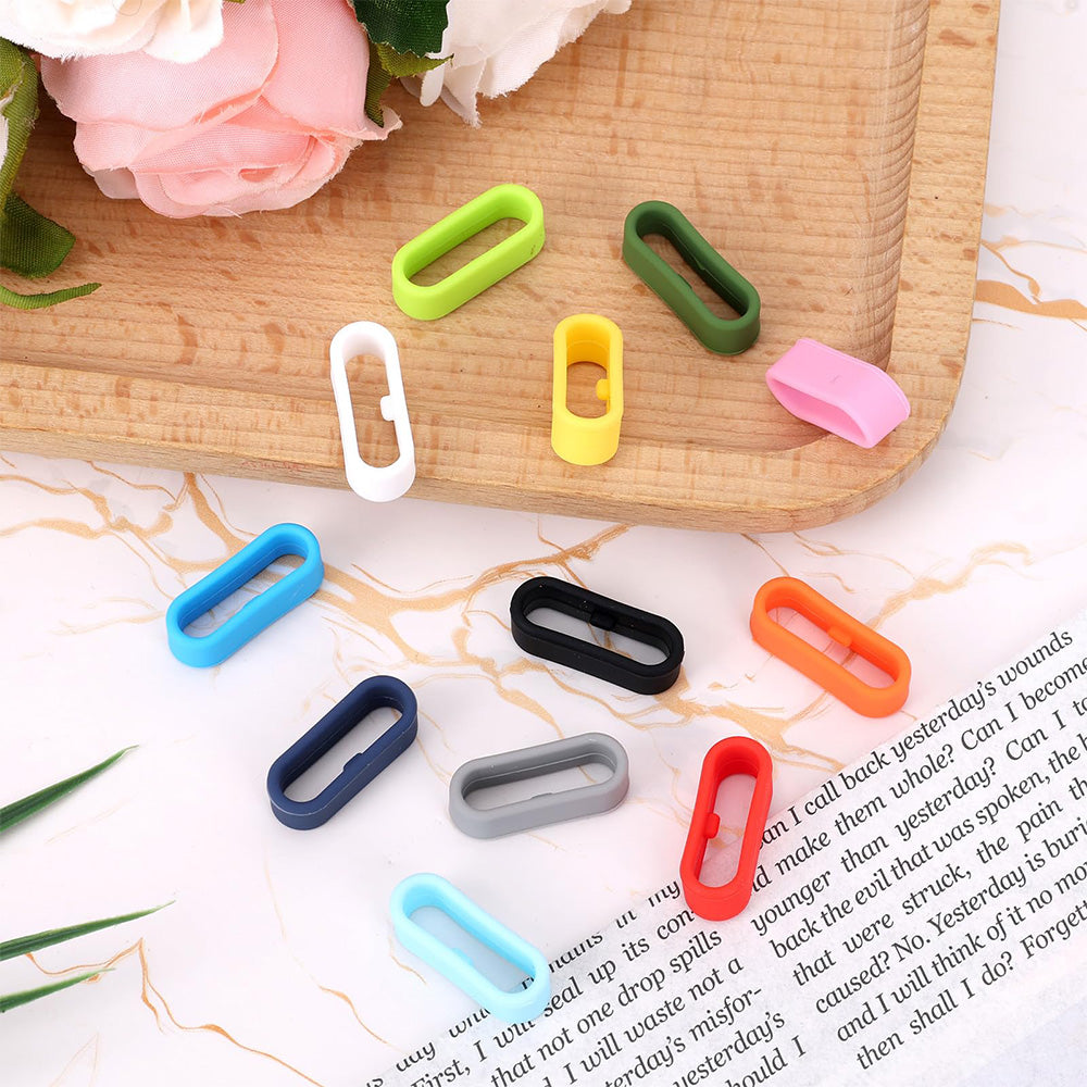 12PCS Multi-Color Band Keeper Magic Band Lock Fastener Rings Security Loop Holder Clips