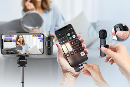 Wireless Lavalier Microphone for iPhone iPad Android Mini Microphone for Vlog