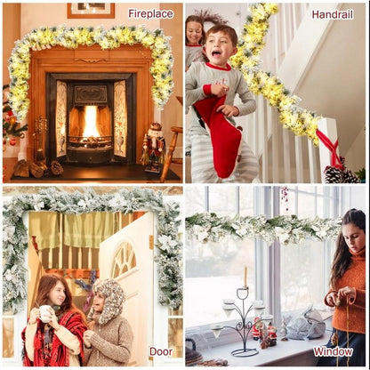 Christmas Rattan Garland LED Light Up Garland for Indoor Outdoor Garden Gate Home Decorations-Gold