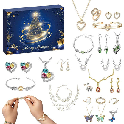 24 Days Jewerly Countdown to Christmas Calendar Xmas Necklace Earrings Bracelet Advent Calendar Surprise Box Style 2