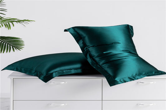 1 Pair Satin Pillowcase Standard Set for Hair and Skin-Green