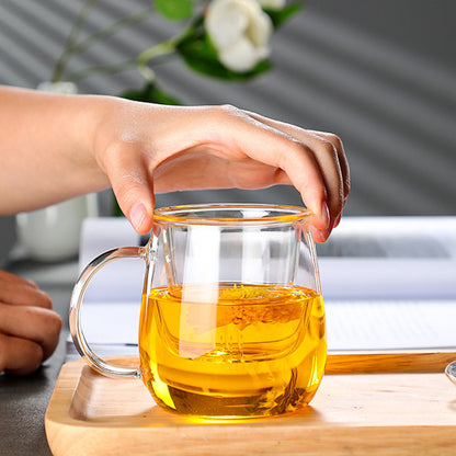 Glass Tea Cup with Infuser and Lid Borosilicate Tea Mug for Loose Leaf Tea